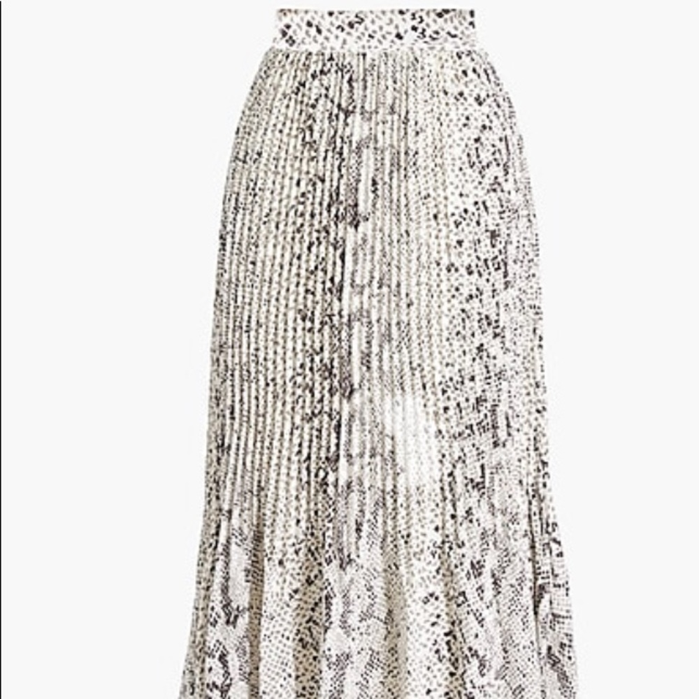 J. Crew Snakeskin Print Pleated Midi Skirt